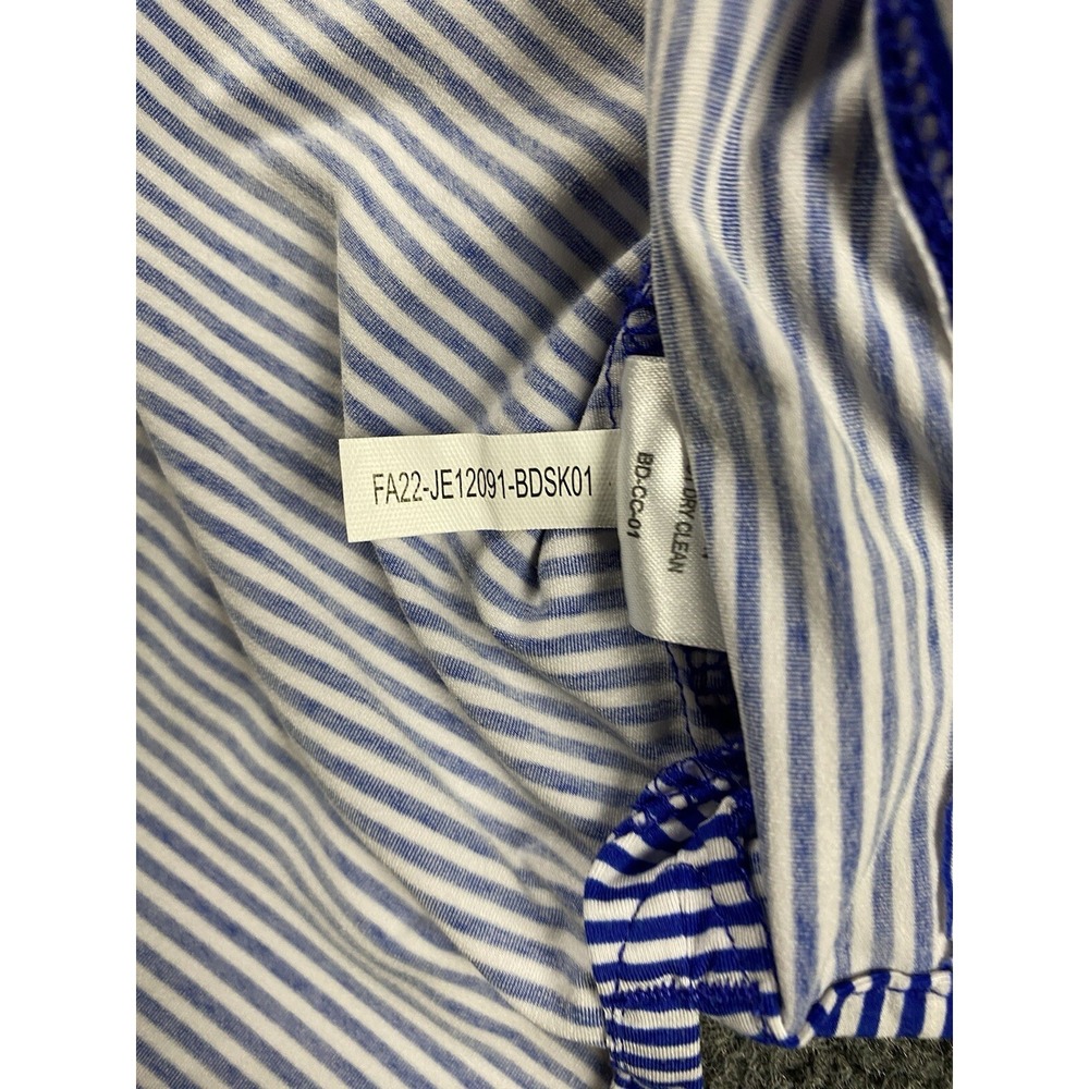 B Draddy Polo Golf Shirt M Blue White  Striped Performance Embroidered Logo USA - Picture 10 of 10